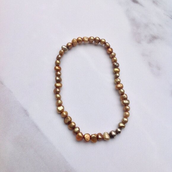 Freshwater Pearl Bracelet 4.5mm Rose Gold -Deep Olive 7.5" - Picture 1 of 6